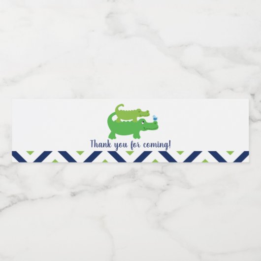 Preppy Alligator Baby Boy Water Etiket (Enkel label)