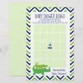 Preppy Alligator Baby Shower Bingo Spel (Voorkant / Achterkant)