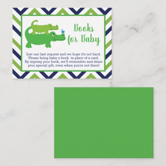 Preppy Alligator Baby shower Book Request Cards Informatiekaartje (Voorkant / Achterkant)