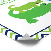 Preppy Alligator Baby shower Diaper Thoughts Game Poster (Hoek)