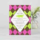Preppy Alligator Baby shower Invitation Brown Kaart (Staand voorkant)