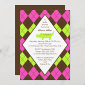 Preppy Alligator Baby shower Invitation Brown Kaart (Voorkant / Achterkant)