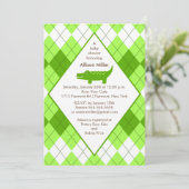 Preppy Alligator Baby shower Invitation Green Kaart (Staand voorkant)