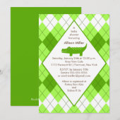 Preppy Alligator Baby shower Invitation Green Kaart (Voorkant / Achterkant)