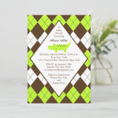 Preppy Alligator Baby shower Invitation Limoen Blu Kaart (Staand voorkant)