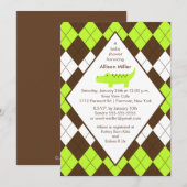 Preppy Alligator Baby shower Invitation Limoen Blu Kaart (Voorkant / Achterkant)