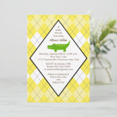Preppy Alligator Baby shower Invitation Yellow Kaart (Staand voorkant)