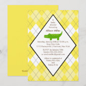 Preppy Alligator Baby shower Invitation Yellow Kaart (Voorkant / Achterkant)