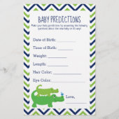Preppy Alligator Baby shower Predictions Kaart (Voorkant)