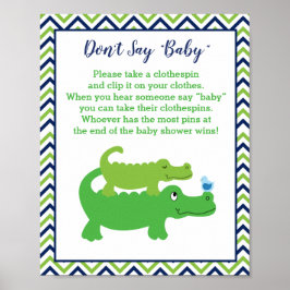 Preppy Alligator Baby shower Zeg geen Baby game Poster