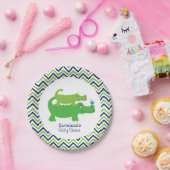 Preppy Alligator Chevron Baby Shower Papieren Bord (Feest)