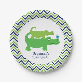 Preppy Alligator Chevron Baby Shower Papieren Bord