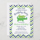 Preppy Alligator Crocodile Boy Birthday Uitnodigin Kaart (Voorkant)