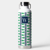 Preppy Alligator Greek Key Stripe – Green & Navy   Waterfles (Voorkant)