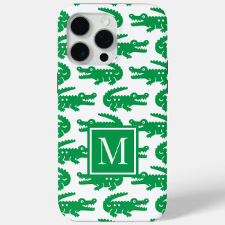 Preppy Alligator – Green & White iPhone 15 Pro Max Hoesje