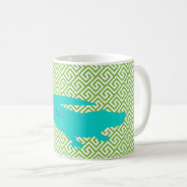 Preppy Alligator Grieks Key Collegiale INITIALEN Koffiemok