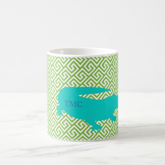 Preppy Alligator Grieks Key Collegiale INITIALEN Koffiemok (Center)