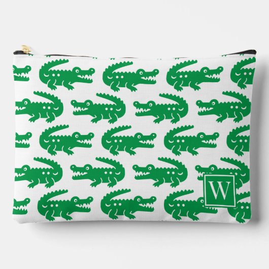 Preppy Alligator - Groen & Witte Monogram Etui (Voorkant)