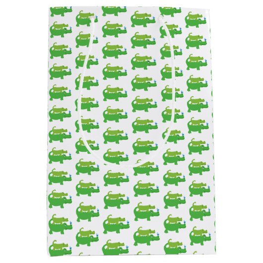 Preppy Alligator Groene Krokodil Feestzak Medium Cadeauzakje (Voorkant)