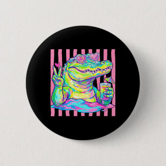 Preppy Alligator Hart Zonnebril Ed Aesthetic Zomer Ronde Button 5,7 Cm