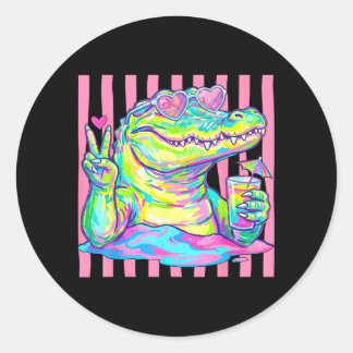 Preppy Alligator Hart Zonnebril Ed Aesthetic Zomer Ronde Sticker