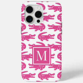Preppy Alligator – Hot Pink & White iPhone 15 Pro Max Hoesje