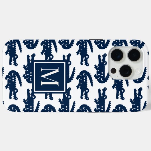 Preppy Alligator – Navy & White Case-Mate iPhone Case (Achterkant (horizontaal))