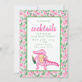 Preppy Alligator Wijn Cocktails Uitnodiging (Voorkant)