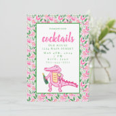 Preppy Alligator Wijn Cocktails Uitnodiging (Staand voorkant)