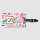 Preppy Alligator Wine Roze Groen Monogram Bagagelabel (Voorkant (horizontaal))