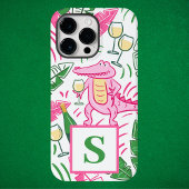 Preppy Alligator Wine Roze Groen Monogram Case-Mate iPhone Case