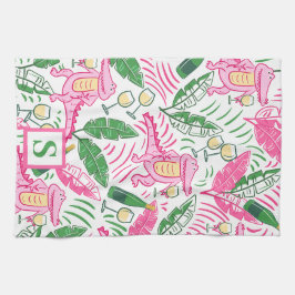 Preppy Alligator Wine Roze Groen Monogram Theedoek