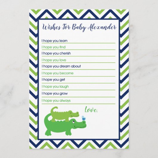 Preppy Alligator Wishes for Baby Kaart (Voorkant)