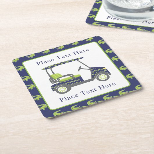 Preppy Alligators Golf Cart Kartonnen Onderzetters (Schuin)