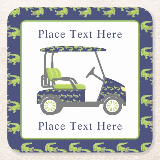 Preppy Alligators Golf Cart Kartonnen Onderzetters (Voorkant)