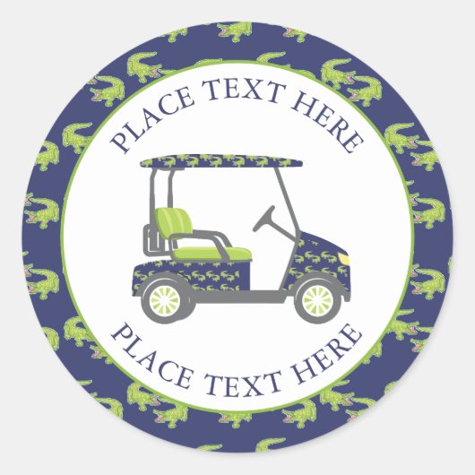 Preppy Alligators Golfkar Ronde Sticker (Voorkant)