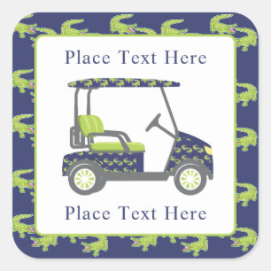 Preppy Alligators Golfkar Vierkante Sticker