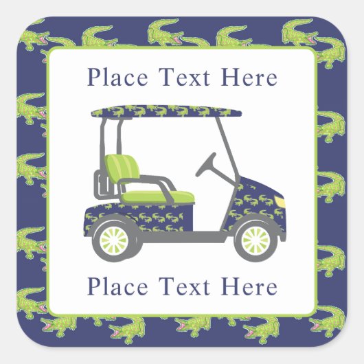 Preppy Alligators Golfkar Vierkante Sticker (Voorkant)