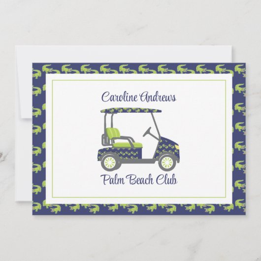 Preppy Alligators Palm Beach Golf Cart Bedankkaart (Voorkant)