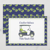 Preppy Alligators Palm Beach Golfkar Bedankkaart (Voorkant / Achterkant)