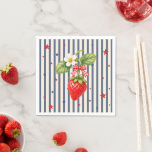 Preppy Americana Baby Shower Aardbei Gingham Servet