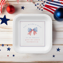 Preppy Amerikaanse Aquarel Strik Juli 4de BBQ Papieren Bordje