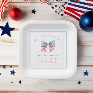 Preppy Amerikaanse Aquarel Strik Juli 4de BBQ Papieren Bordje