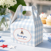 Preppy Amerikaanse teddybeer blauw geruit jongen e