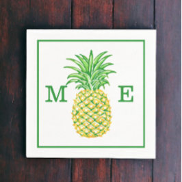 Preppy ananas paar twee Initiaal monogram Servet