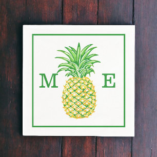 Preppy ananas paar twee Initiaal monogram Servet