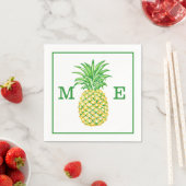 Preppy ananas paar twee Initiaal monogram Servet (Insitu)
