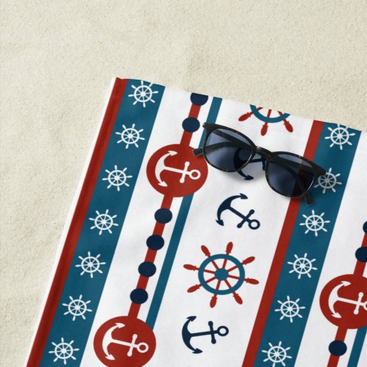 Preppy Anchor Personalized Name Beach Towel Strandlaken (In situ)