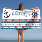 Preppy Anchor Personalized Name Beach Towel Strandlaken