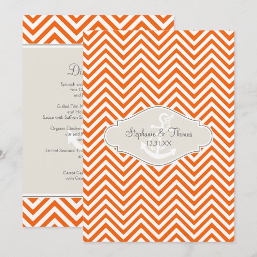 Preppy Anker van de Streep van de Chevron Moderne Menu (Voorkant / Achterkant)